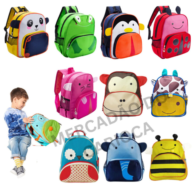 Mochila Infantil Animais Zoo Pets Menino e Menina 