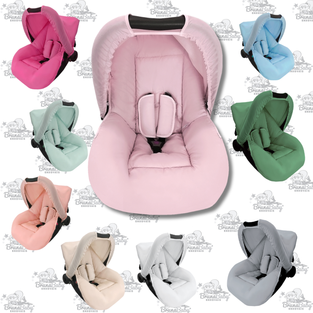 Combo – Capa para Bebê Conforto, Capota Protetora Solar e Protetores de Cinto – Diversas Cores