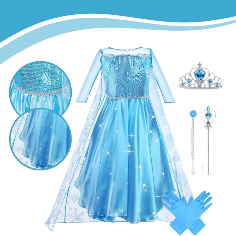 Fantasia Vestido Infantil Elsa Frozen Com Capa Com