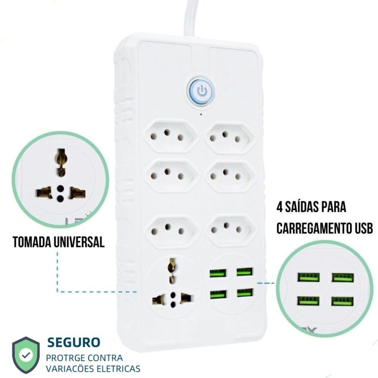 Régua Filtro de Linha com 7 Tomadas Extensão El�