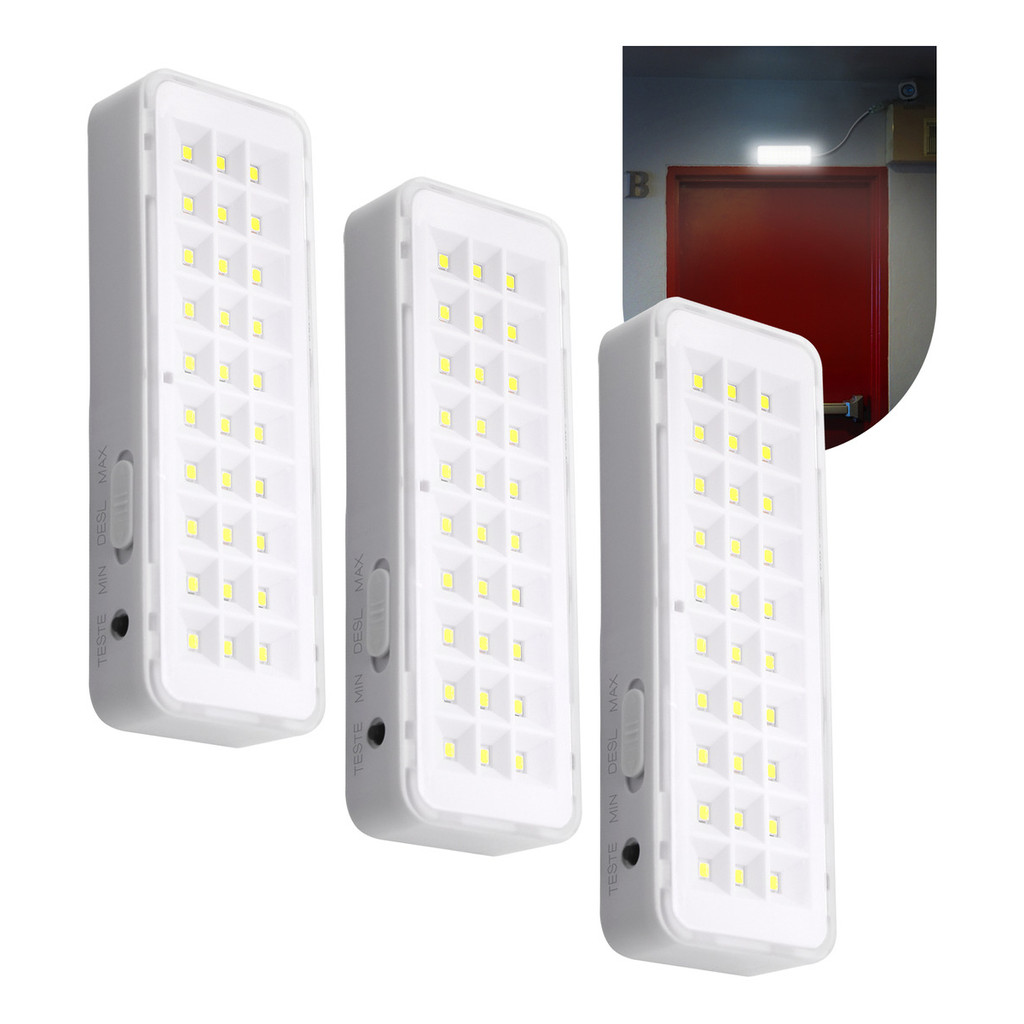 Kit Luminária De Emergência 30 leds Bateria Recarregável Branco Frio 110v/220v Evento Casa Empresa 3