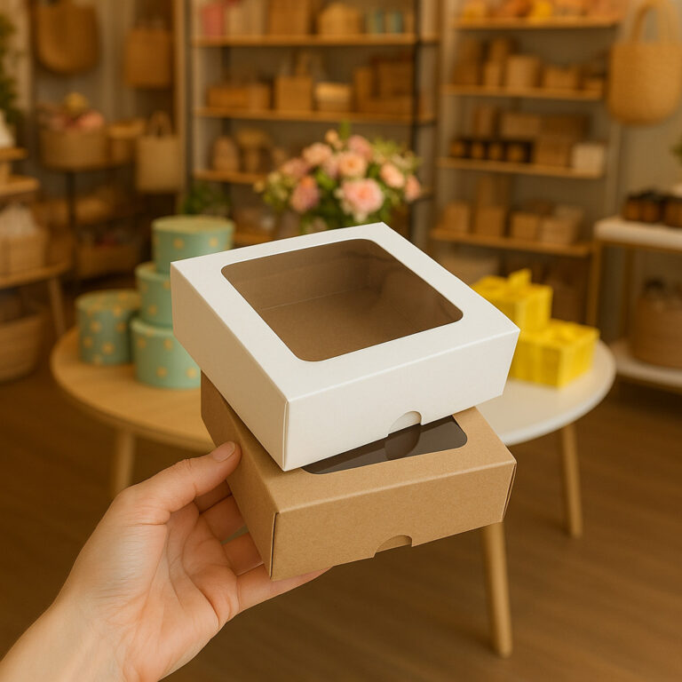 Kit Caixas De Presente Pequena Com Visor 16x16x4cm