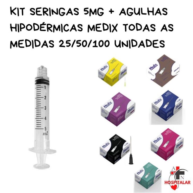 Kit Seringa 5ml Luer Lock + Agulhas Hipodérmicas 