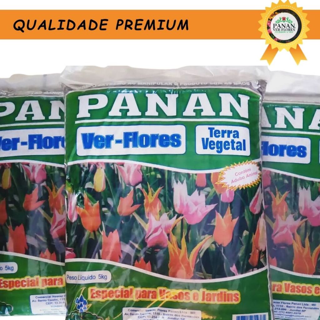 Terra Vegetal Orgânica Adubada pronta para uso PANAN até 10kg