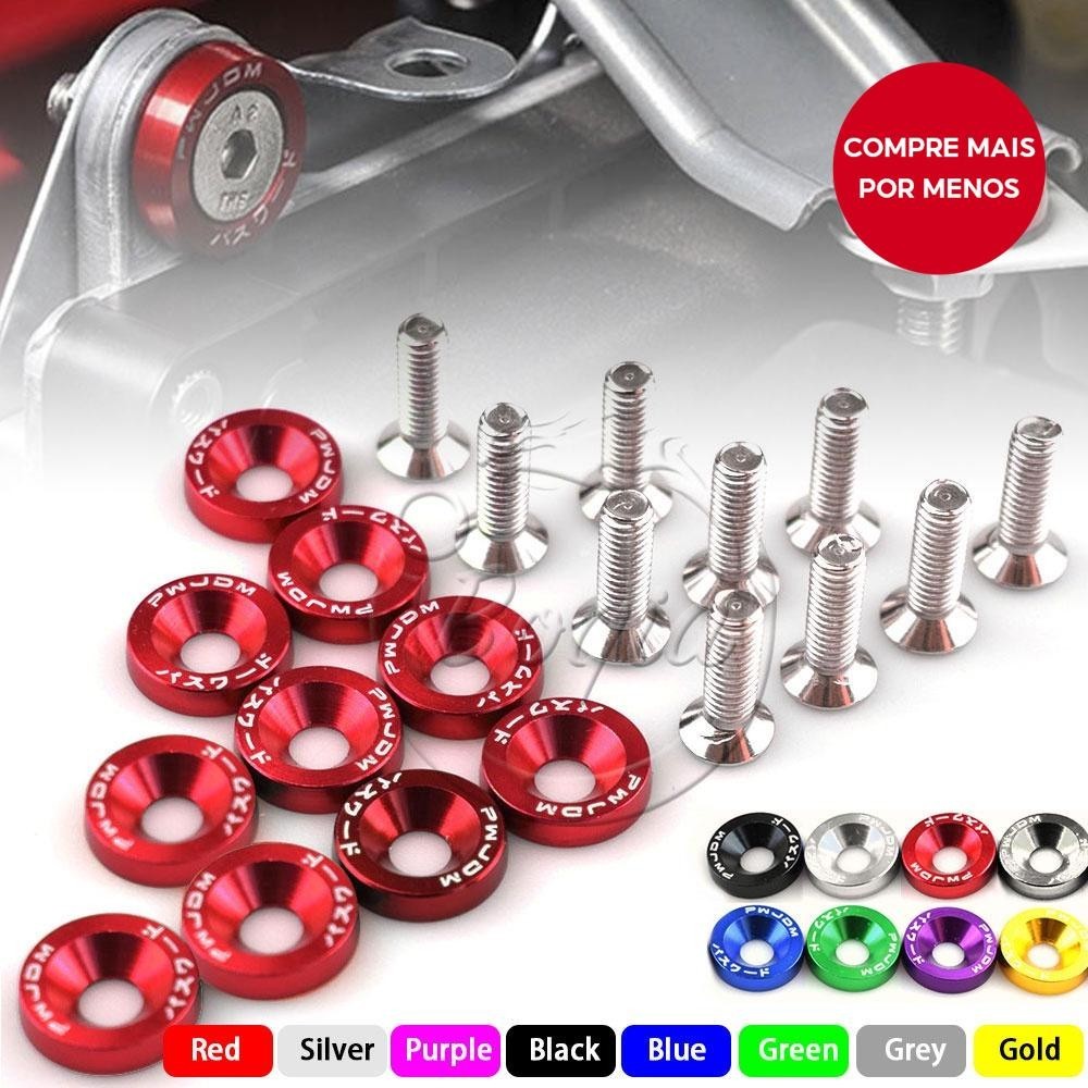 20 Fender Conjunto De Arruelas De Alumínio E Parafusos De Pára-Choque Estilo M6 JDM Com Pacotes Para