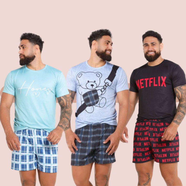 Pijama Curto Masculino Netflix  Divertido, Leve e 