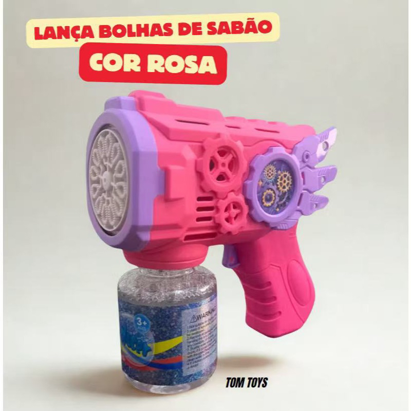 Brinquedo Lança Bolhas De Sabão Automática com Luz crianças arma arminha 2025 NOVA ROSA