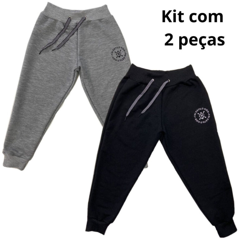 Kit 2 Calças Infantil Moletom Moletinho Menino Me