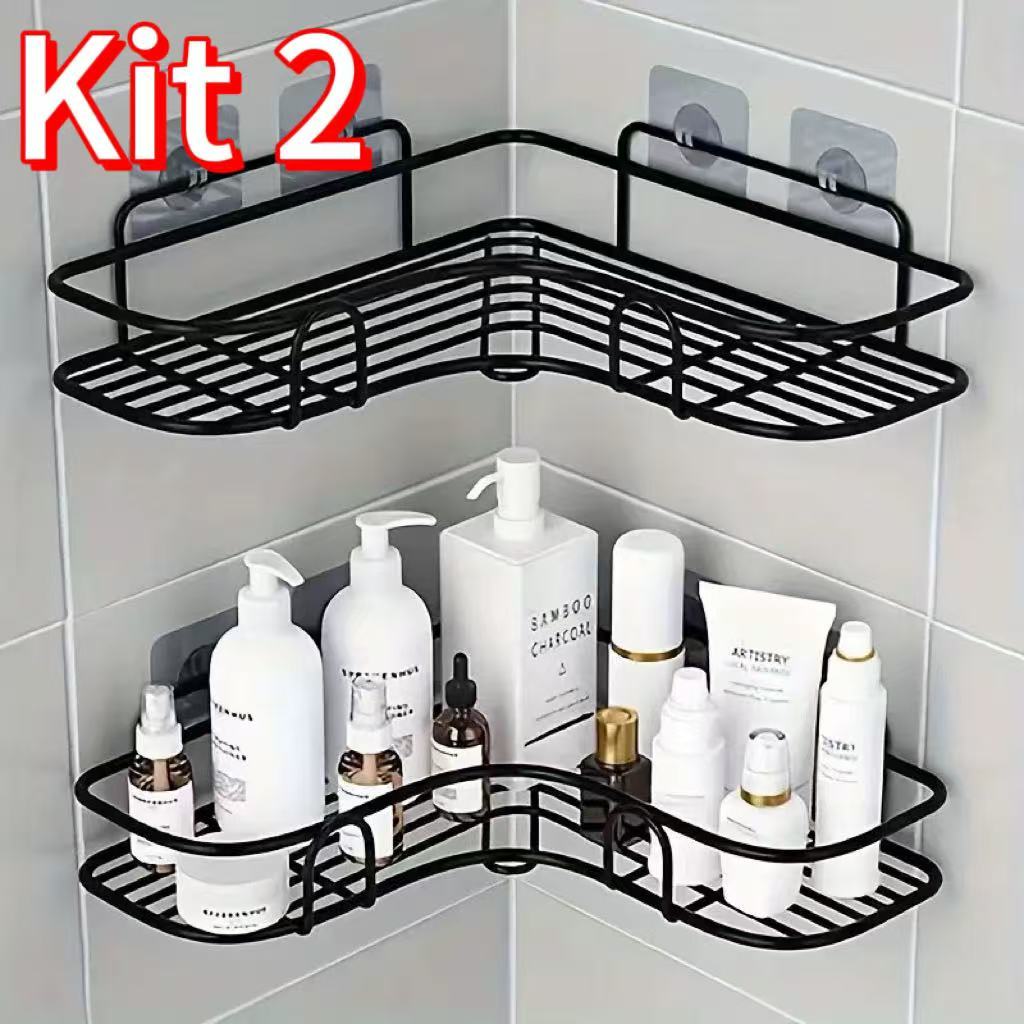 Prateleiras para Banheiro com Suporte e Alto Adesivos  Organizador de Shampoo, Sabonete, Cozinha e L
