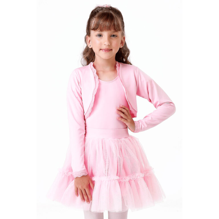 Casaco Infantil Ballet Rosa Bebê Manga Longa Com 
