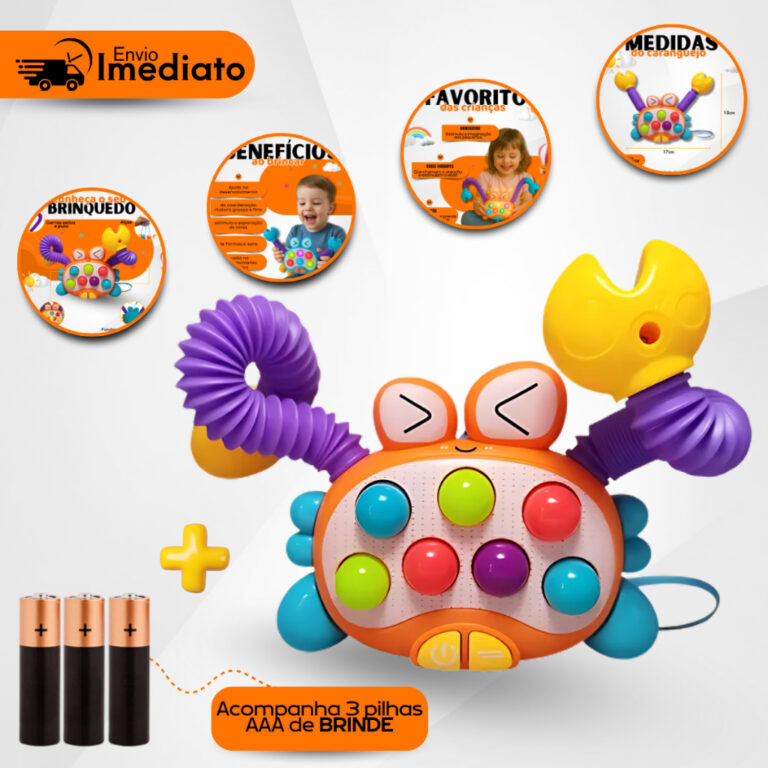 Brinquedo Sensorial Educativo Caranguejo Bebê e C