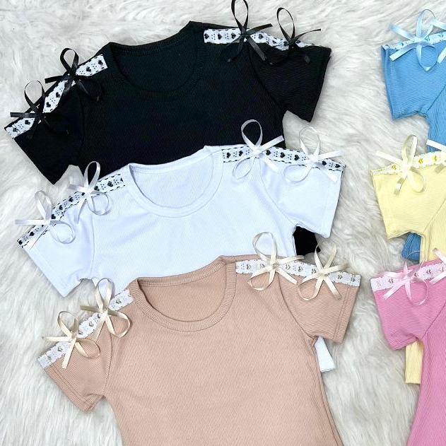 Blusa com Lacinhos nos Ombros Infantil Estilo, Co