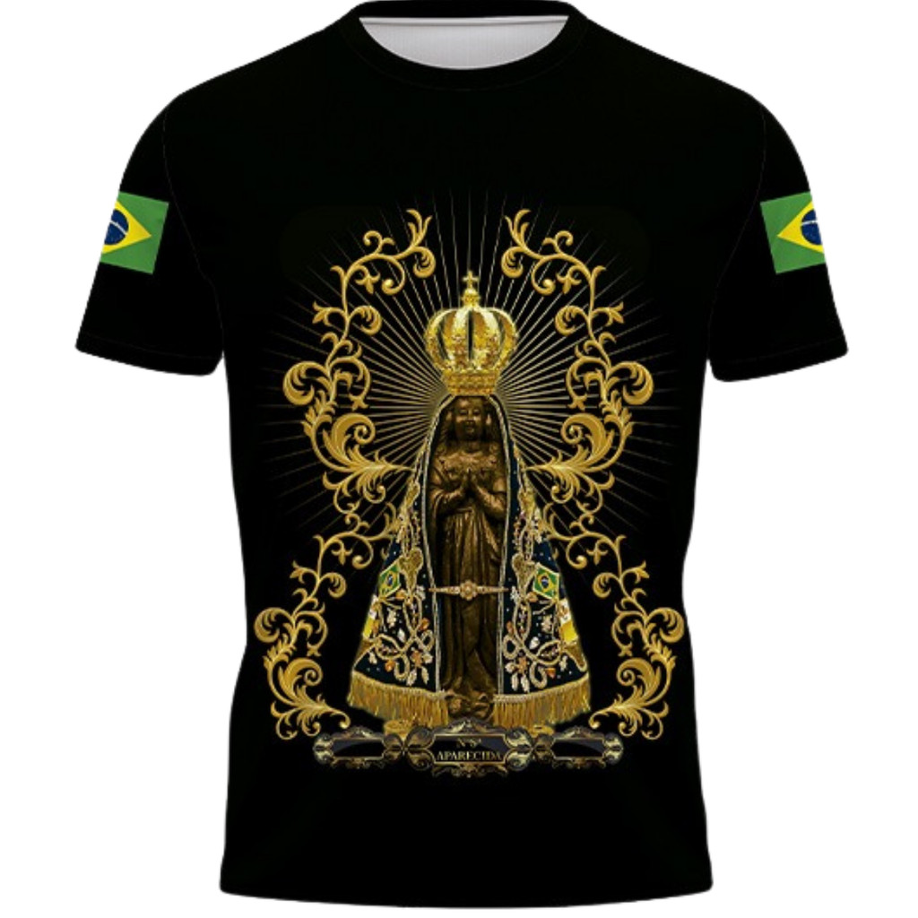 Camiseta Nossa Senhora Aparecida Padroeira do Brasil Camisa Abençoado Mãe