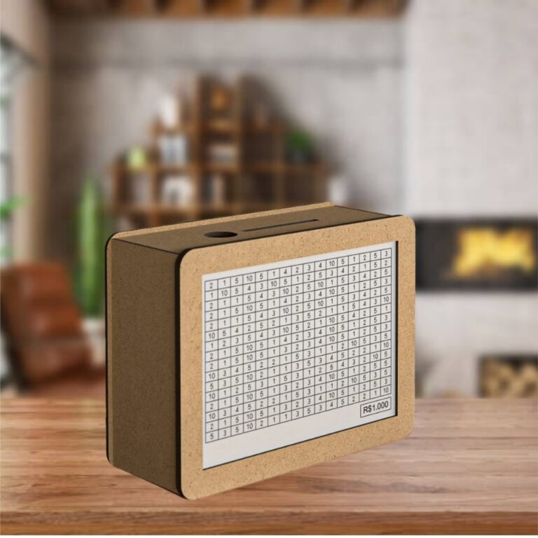 Caixa Cofre Desafio 10000 5000 1000 Woodbox Cofrin