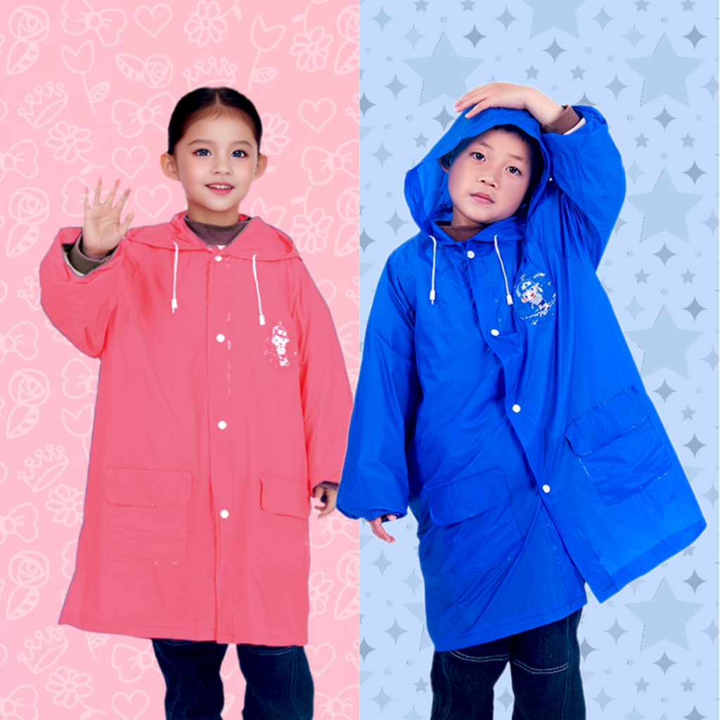 Oferta por tempo limitadoCapa de chuva infantil poncho infantil menina  com capuz e bolsos PVC CIN19