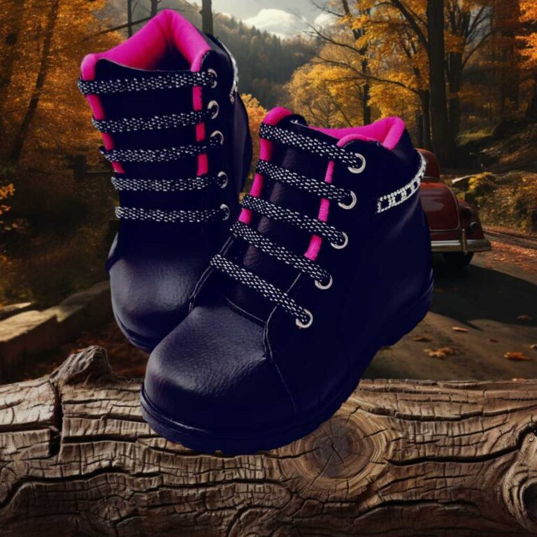 Bota Preta e Pink Glitter Conforto e Qualidade.