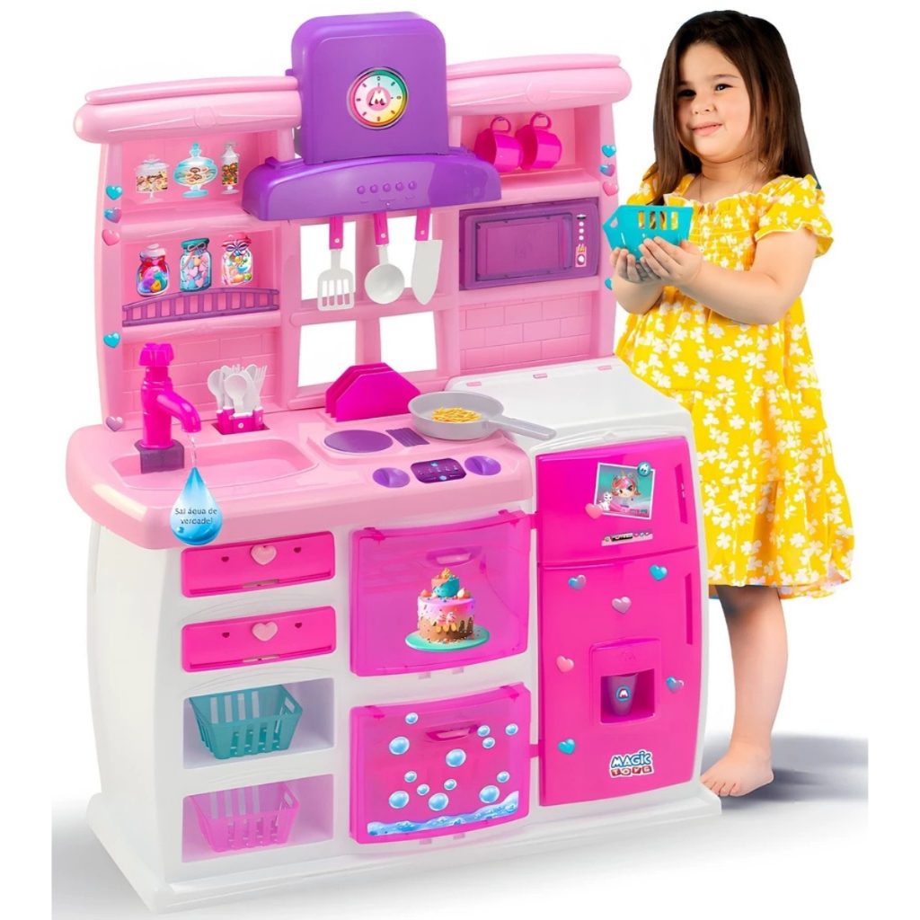 Cozinha Infantil Master Magic Completa com Geladeira Forno e Sai Água de Verdade – Magic Toys 7901