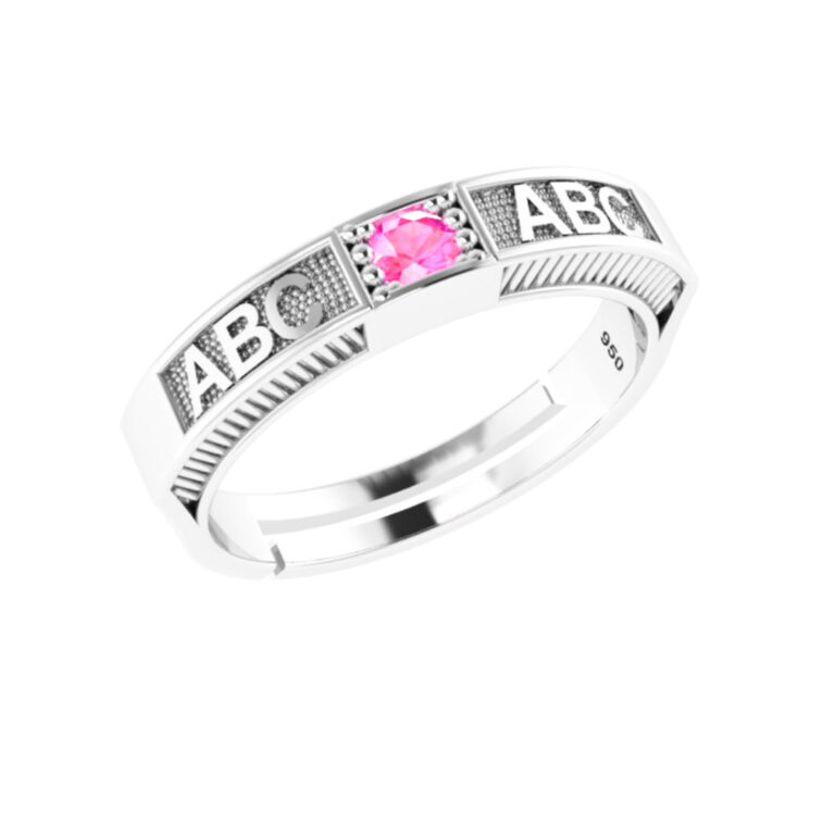 Anel De Formatura ABC Infantil Regulavel Prata 925