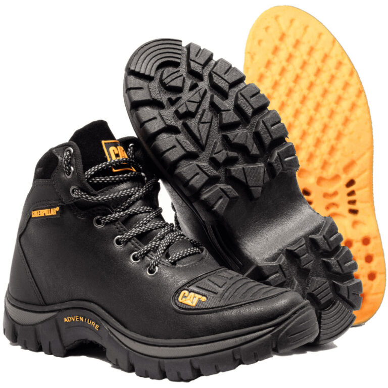 Coturno Bota Caterpillar Impermeável Couro Legiti
