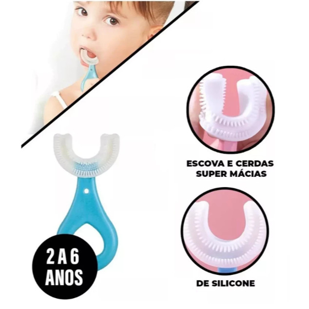 Escova Infantil De Dente Formato U 360° Macia De 