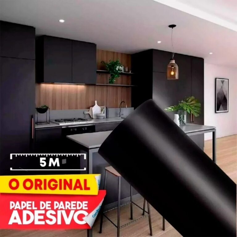 Papel Envelopamento Preto Fosco Adesivo Para Móve