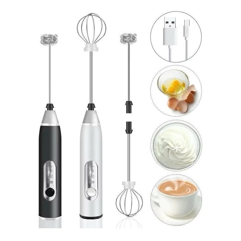 Batedor Misturador Mixer Elétrico para Bebidas Leite Café Clara de Ovo 2 em 1 RAJORK