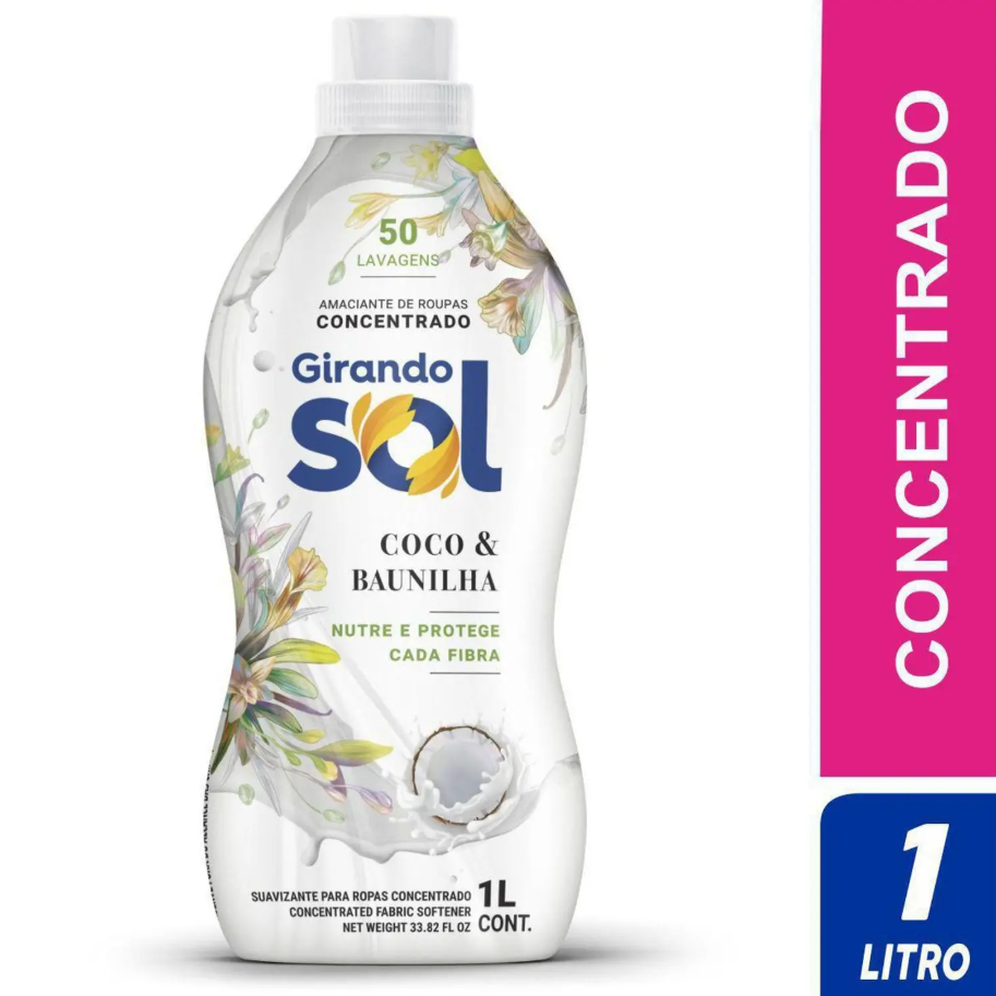 Amaciante de Roupas Concentrado Coco Baunilha 1L – Girando Sol
