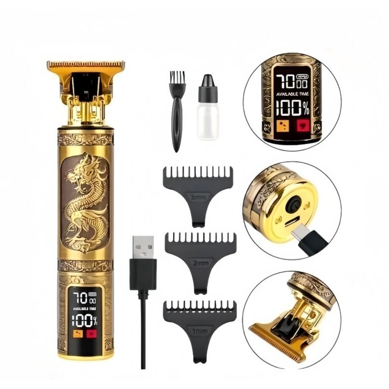 Máquina Cortar Cabelo Com Led Profissional Bateri