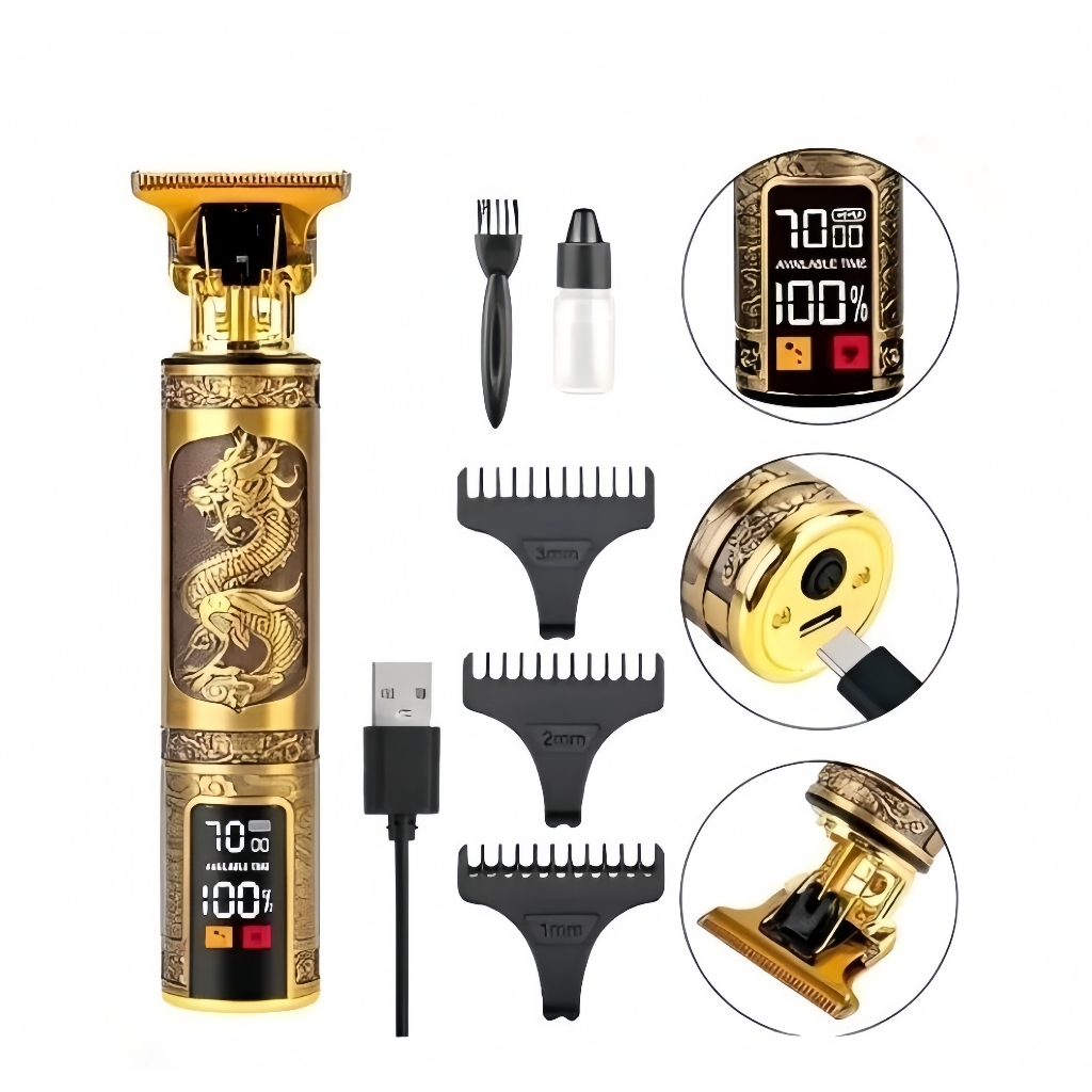 Máquina Cortar Cabelo Com Led Profissional Bateria Recarregável
