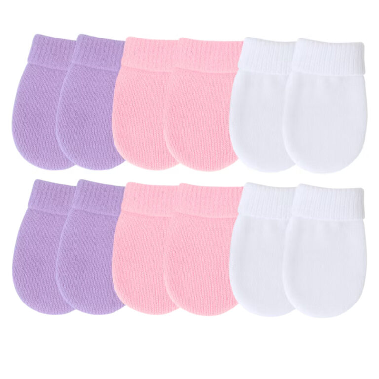 Kit 06 Pares de Luvas Lisas Para Bebê Recém Nasc