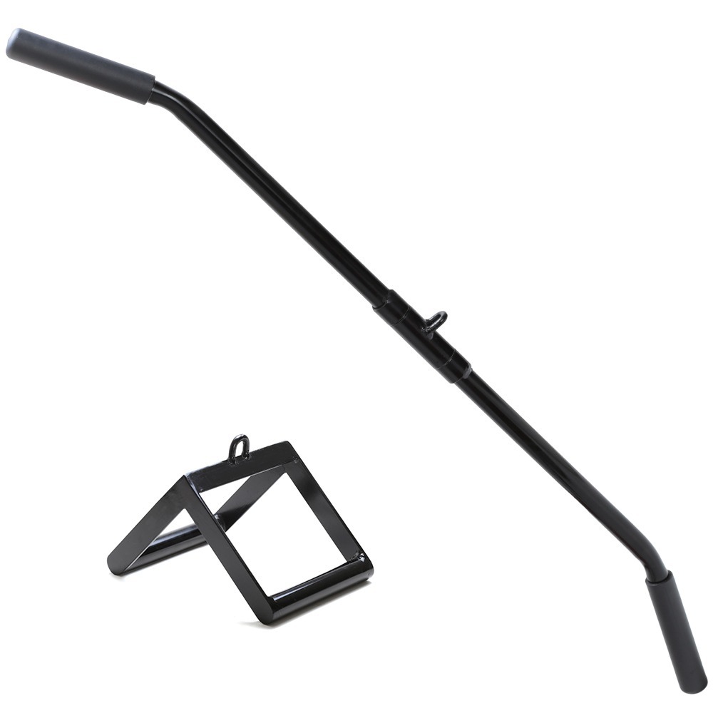 Puxador Barra Costas Pulley Com Giro + Puxador Triangulo Crossover Academia Treino Fitness Funcional