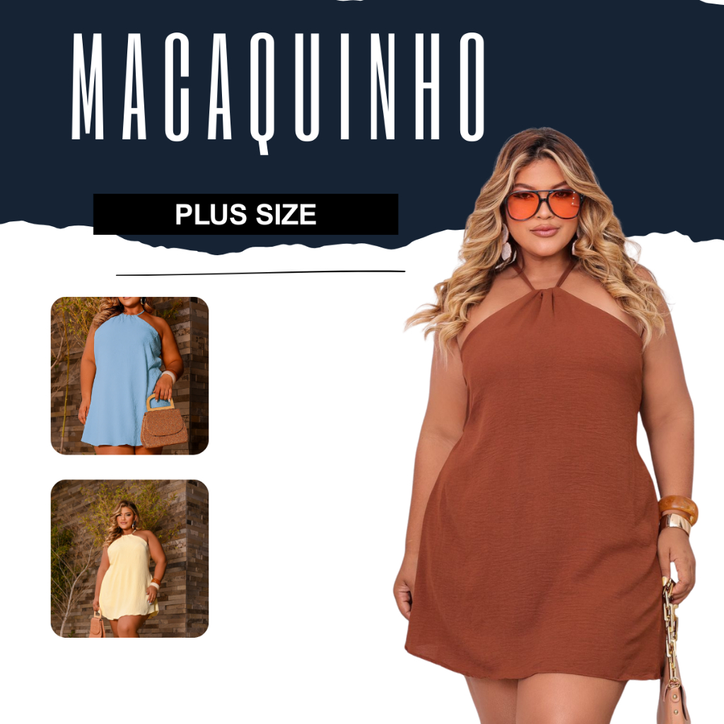 Macaquinho Macacão Plus Size Amarração Short Saia Rodado Soltinho Tendencia Boho Chique Promoção Ver