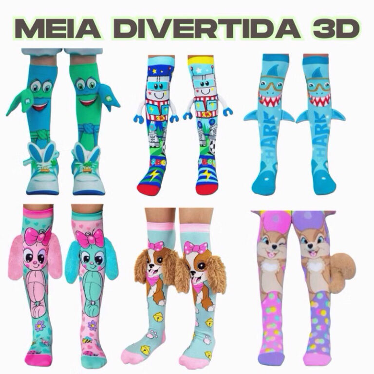 Meia Divertida Infantil 3D