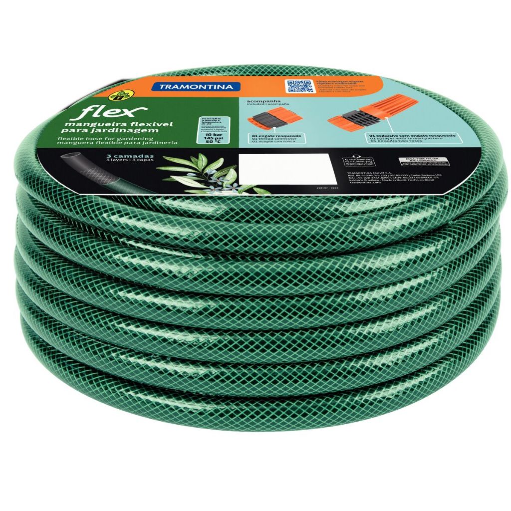 Mangueira Trançada Resistente e Flexível para Jardim – Verde 10m/15m/20m/30m/50 Metros