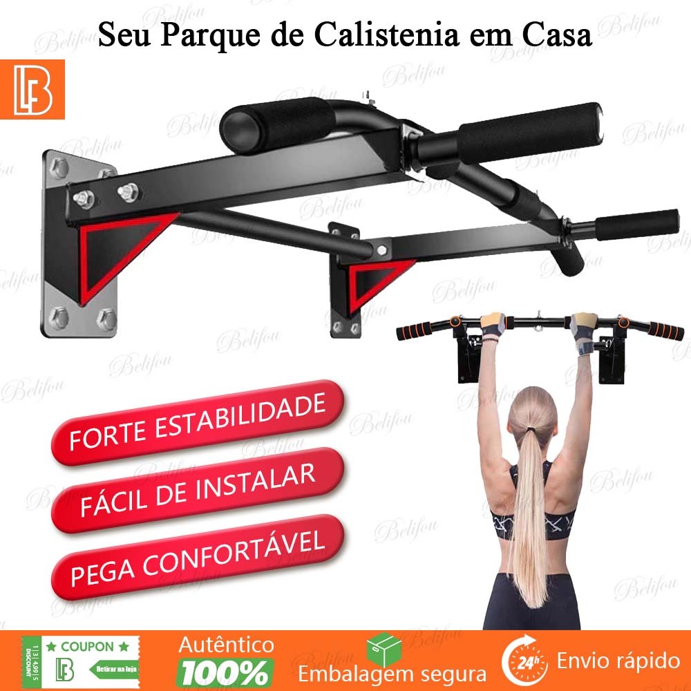 95cm Barra Horizontal de Parede para Musculação Crossfit Pull-up Chin-up Tríceps Paralelas Capacidad