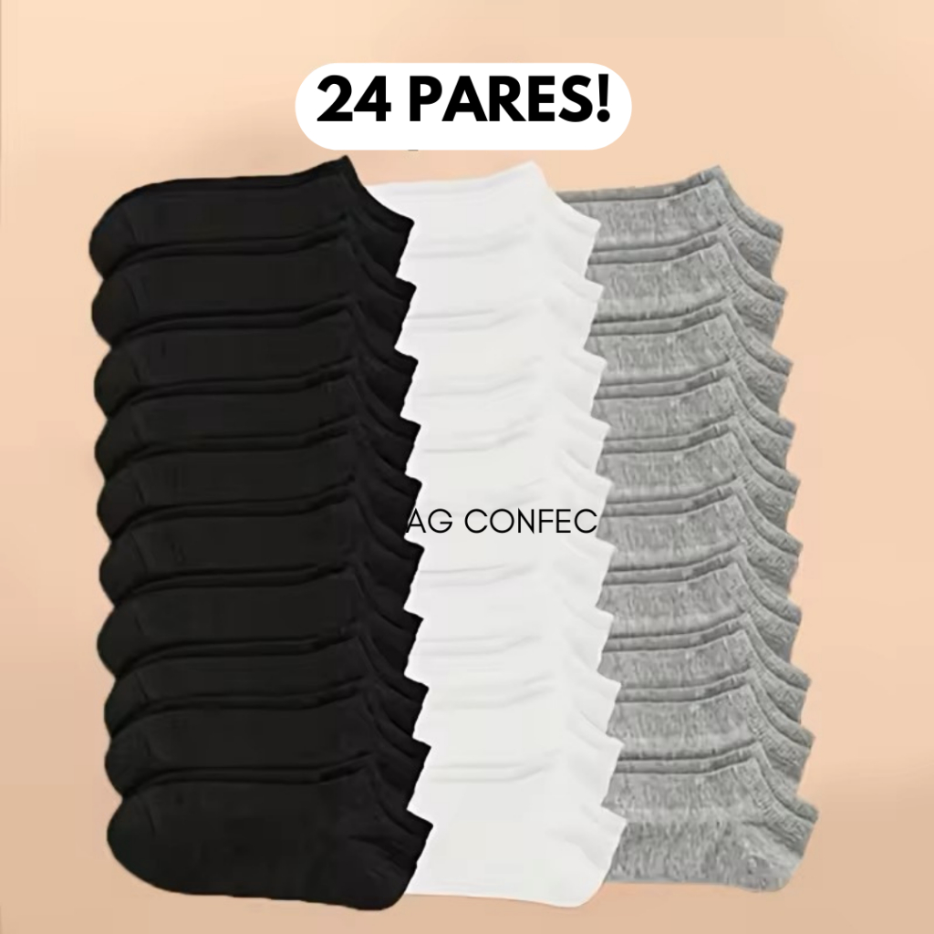 Kit 6/12/18 E 24 Pares de Meias Soquete Cano Curto Masculina Feminina Unissex