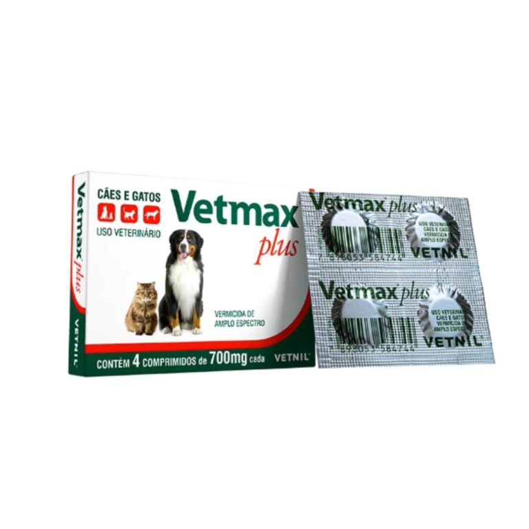 Vermífugo Cães e Gatos Vetmax Plus 4 Comprimidos