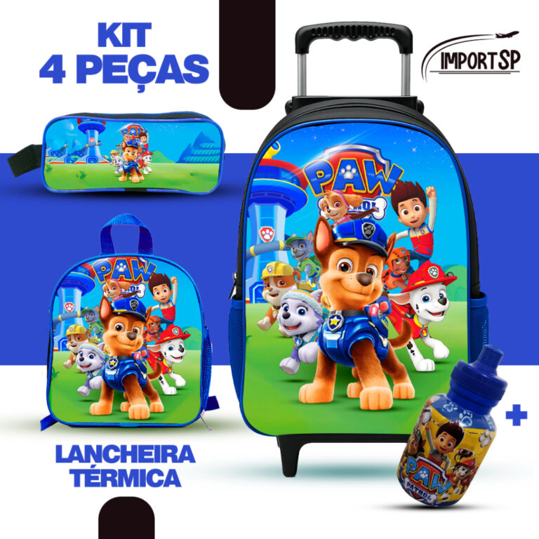 Mochila Escolar de rodinha Patrulha Canina + Lanch