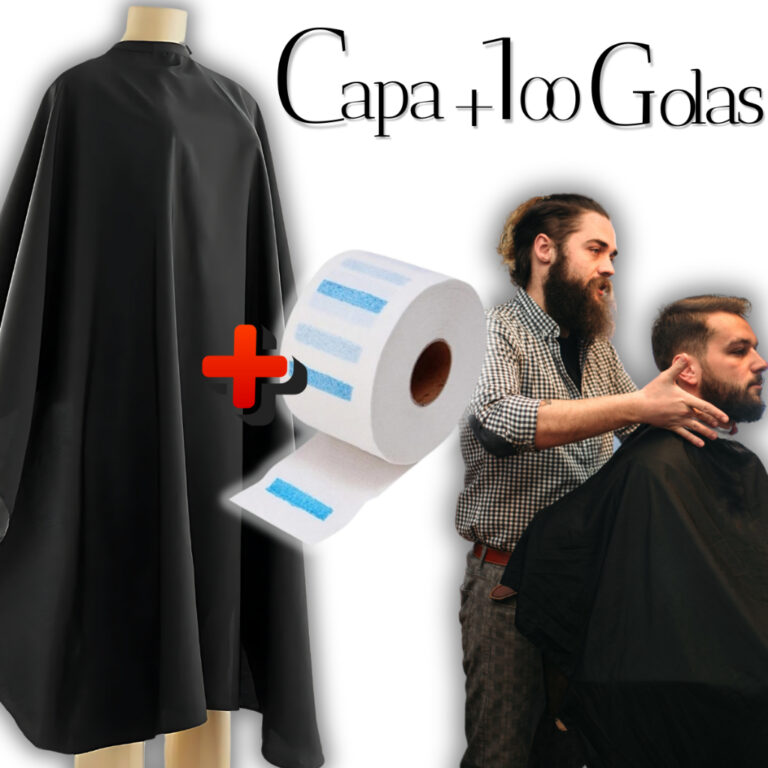 Capa De Corte Barbeiro Preto Grande Cetim + 100 Go
