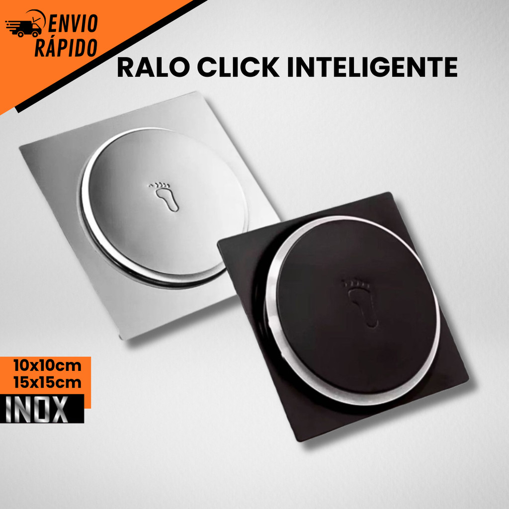 Tampa para Ralo Click Inteligente 10×10 /15X15 cm  Inox Banheiro Veda Cheiro