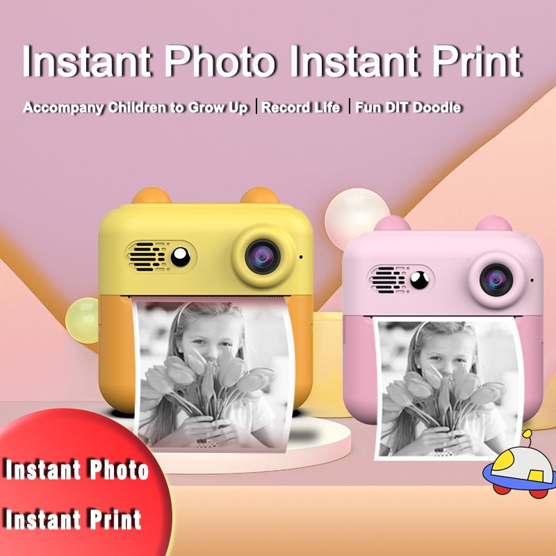 Câmera De Impressão Instantânea Para Crianças Vídeo Fotografia Digital Fotográfica Toy Mini Impresso