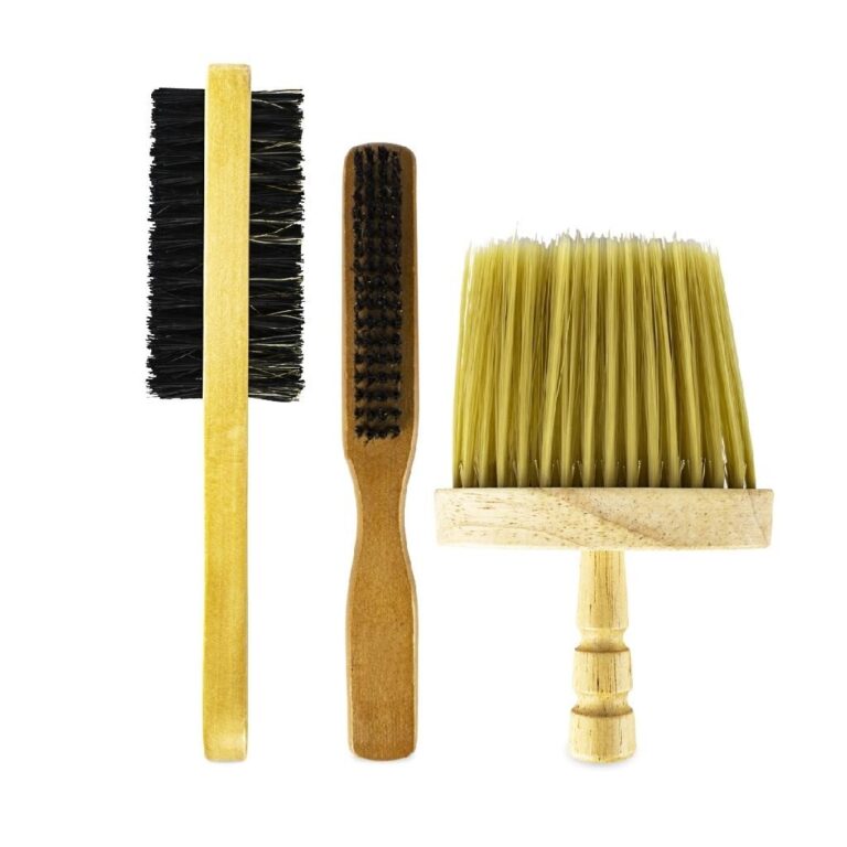 Kit 3 Escovas Barbeiro Madeira Disfarce Dupla Face