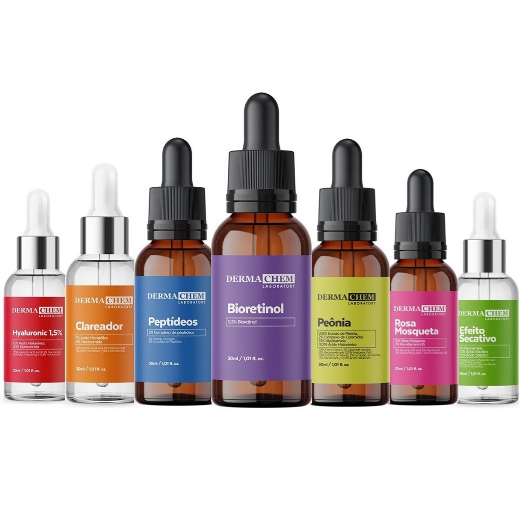Dermachem Sérum Clareador Peônia Peptideos Bioretinol Rosa Mosqueta Secativo Hyaluronic – 30ml