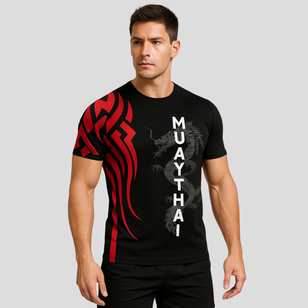 Camiseta Muay Thai Dragão Lutador Academia Dry Fit Esporte