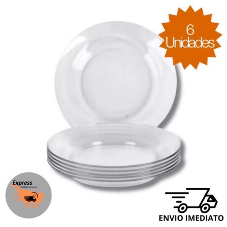 Jogo 12 Pratos Fundo Vidro Transparente Cozinha Re