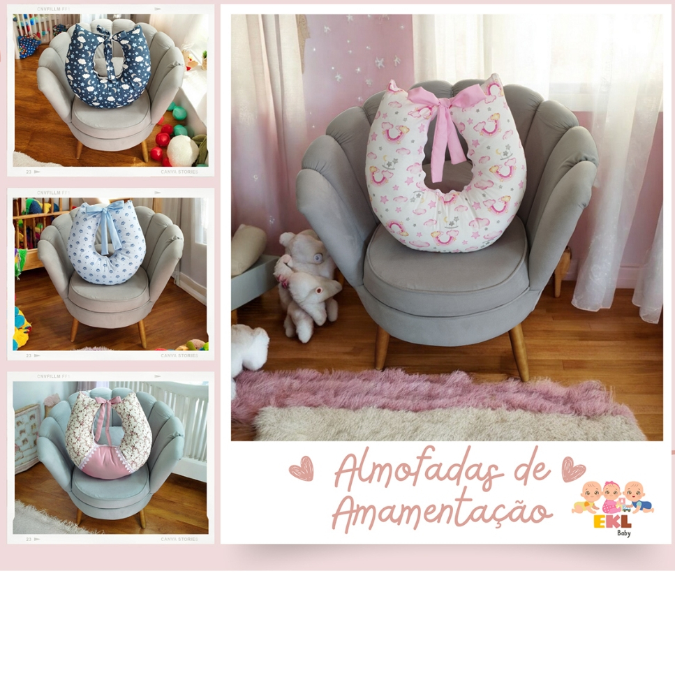Almofada de Amamentação com Zíper Capa Removível Macia Apoio para Bebê