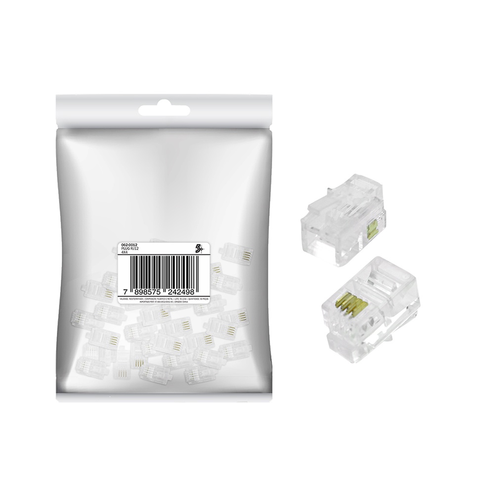 Plug Conector Alta Qualidade – Rj12 Pacote 100 Peças
