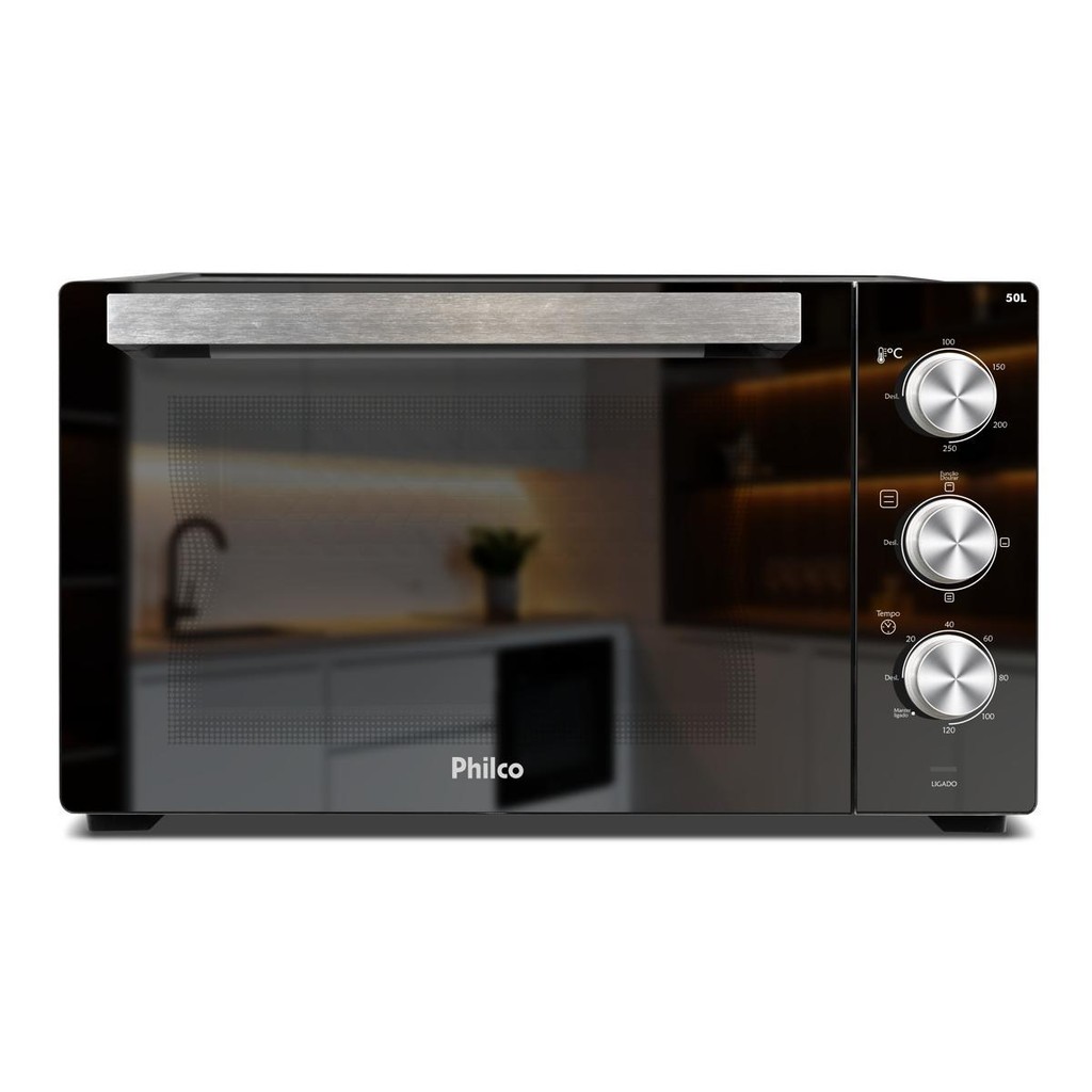 Forno Elétrico Philco 50L Cinza Espelhado Full Glass PFE50PE