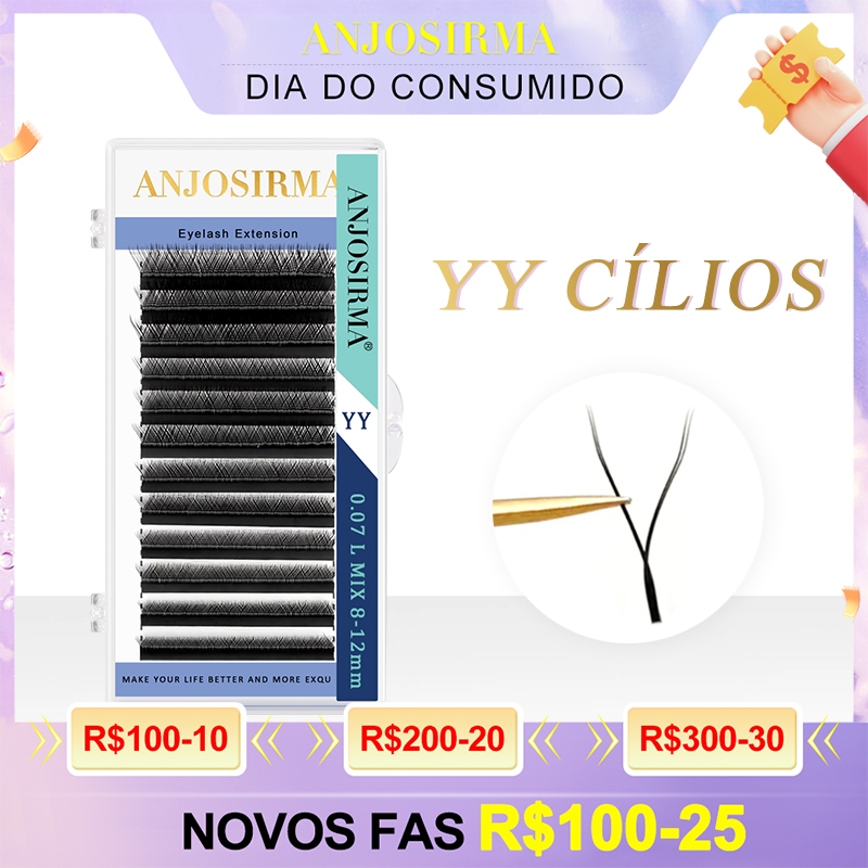 Pestanas ANJOSIRMA YY Shape Cílios Fox Eyes Faux Mink Brasileiras Macias Premade Volume De Ventilado