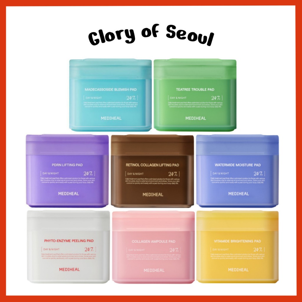 MEDIHEAL Toner Pad (100pc) (8 Types) / Watermide, Teatree, Madecassoside, Collagen, Retinol, Phyto,